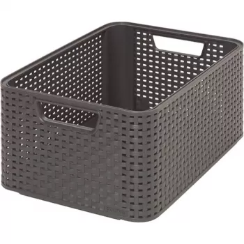 Caixa de arrumação CURVER Style M 38,6x28,7x17 cm cinzento-escuro efeito rattan 18L