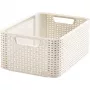 Caixa de arrumação Curver Style M 17L com tampa, efeito rattan, creme