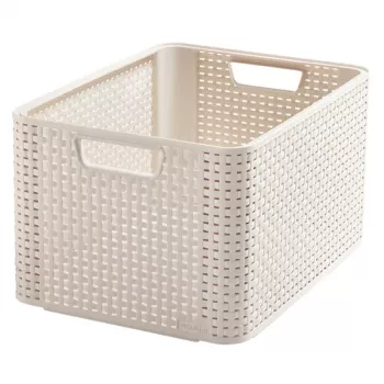 Caixa CURVER Style L 43,6 x 32,6 x 23 cm creme – caixa de arrumação dobrável em tecido com tampa e pegas, 32,7 L