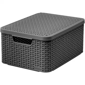 Caixa de arrumação Curver Style M com tampa, 21,5L, cinzento-escuro, 39,3x29,3x18,7cm