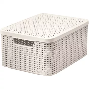 Caixa de arrumação CURVER Style M com tampa, 39,3 x 29,3 x 18,7 cm, creme, 21,6L, dobrável