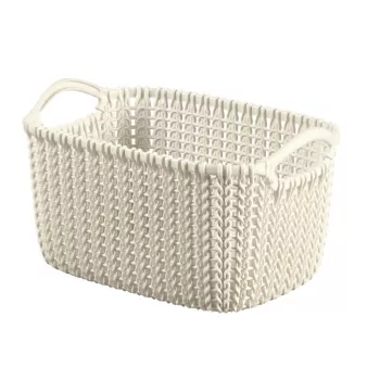 Cesto de arrumação retangular Curver Knit XS 3L branco 25x18x14 cm
