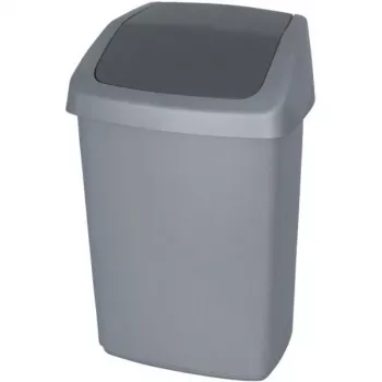 Balde de lixo com tampa basculante Curver 15L cinzento-escuro/prateado