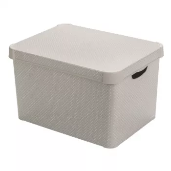 Caixa de arrumação Curver Deco Stockholm L com tampa 39,5x29,5x23,5 cm pontos preto/branco