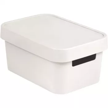 Caixa de arrumação CURVER Infinity Recycled 4,5L com tampa, 27 x 19 x 12 cm, branco