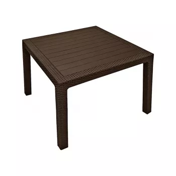 Mesa de jardim Keter Melody Quartet castanha mesa de refeição exterior retangular para 6 pessoas