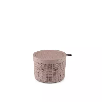 Cesto de arrumação redondo com tampa CURVER Jute 2L rosa 17x13cm