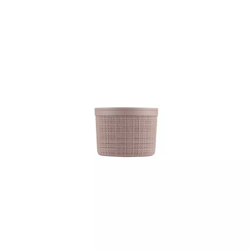 Cesto de arrumação redondo com tampa CURVER Jute 2L rosa 17x13cm