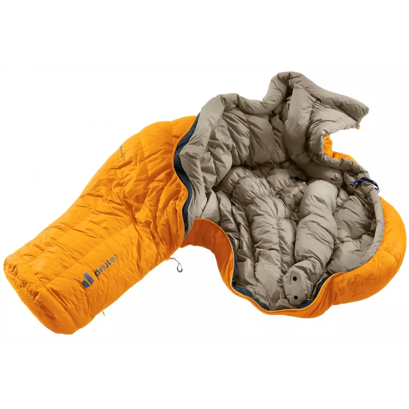 Saco-cama de penas DEUTER Astro Pro 600 -12°C/10°F Magma-Titanium com fecho esquerdo