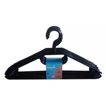 KEEEPER Arvid cabides de plástico, pack de 10, 40 x 22 x 6,2 cm, preto