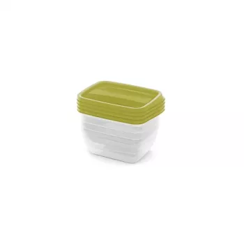 CURVER conjunto de recipientes retangulares para alimentos 4 x 0,75 L Vedo transparente verde | hermético e empilhável