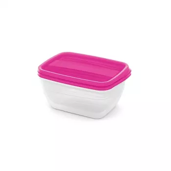 CURVER conjunto de recipientes retangulares para alimentos 2x1,3L Vedo transparente rosa