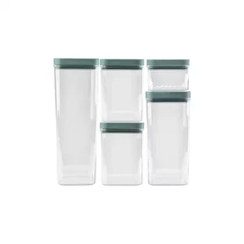 CURVER Kara conjunto de recipientes para alimentos secos 0,5L + 2x1,2L + 1,8L + 2,4L, transparente/petróleo, 6 peças, hermético, empilhável, sem BPA