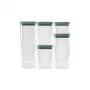 CURVER Kara conjunto de recipientes para alimentos secos 0,5L + 2x1,2L + 1,8L + 2,4L, transparente/petróleo, 6 peças, hermético, empilhável, sem BPA
