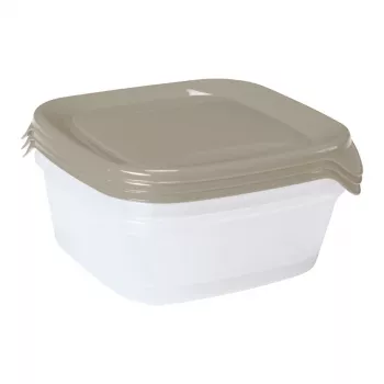 CURVER Fresh&Go conjunto de recipientes quadrados de armazenamento 3 peças 0,8L bege