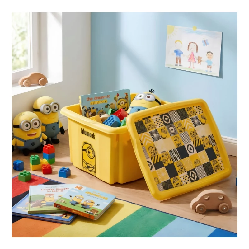 KEEEPER caixa de armazenamento com tampa 15L Karolina „Minions Mosaik“ 38x29,5x20,5 cm amarelo
