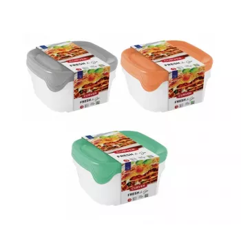 Curver Fresh & Go Conjunto de Recipientes com 3 Unid., 0,8 L cada, Retangulares, Tampas Herméticas, Cores Variadas, Sem BPA