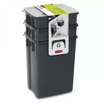 CURVER Biobox Conjunto de Caixotes do Lixo 2x10L + 6L Cinzento