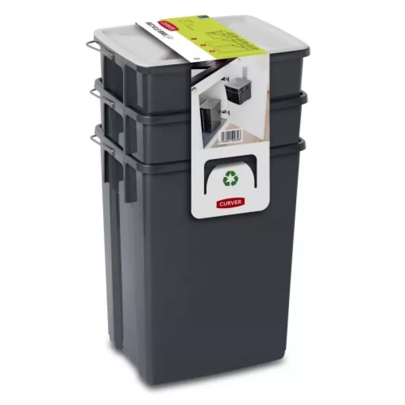 CURVER Biobox Conjunto de Caixotes do Lixo 2x10L + 6L Cinzento