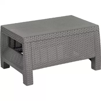 KETER Corfu Mesa de Jardim, Aspeto de Rattan em Resina, Bege, Retangular, Resistente às Intempéries, Proteção UV, Montagem Fácil