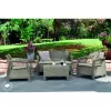 KETER Corfu Mesa de Jardim, Aspeto de Rattan em Resina, Bege, Retangular, Resistente às Intempéries, Proteção UV, Montagem Fácil