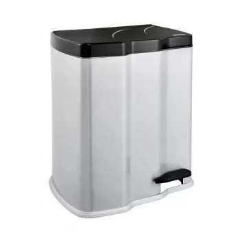 KEEEPER Caixote do Lixo com Pedal para Reciclagem 7+15L Gunnar 39,5x29x43,5cm Prata Claro