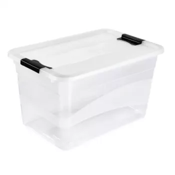 Caixa com tampa keeeper Crystalbox Cornelia 52L, 59,5 x 39,5 x 34 cm, transparente