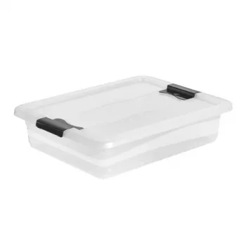 Caixa com tampa keeeper Crystalbox Cornelia 7L, 39,5 x 29,5 x 9,5 cm, transparente