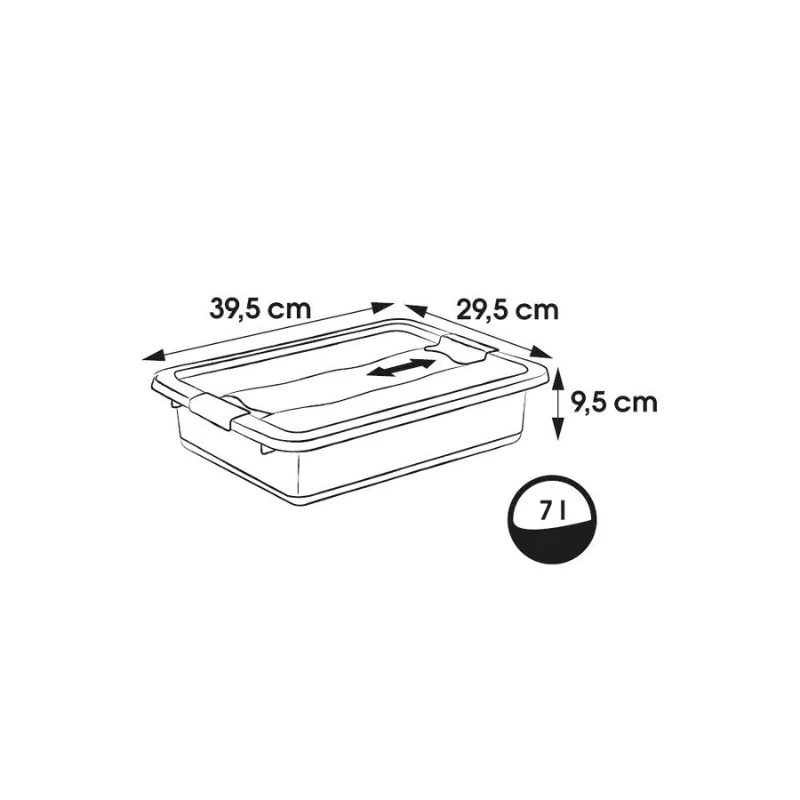 Caixa com tampa keeeper Crystalbox Cornelia 7L, 39,5 x 29,5 x 9,5 cm, transparente