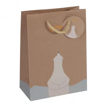 SIGEL GT050 Sacos de presente, urso polar com motivo de estrelas cadentes, 17 x 23 cm, pack de 5, papel, asas de cordão, certificado FSC