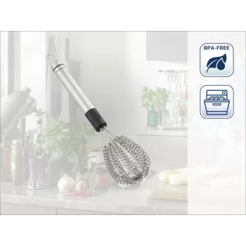 LEIFHEIT Speed Quirl S Batedor de varas, aço inoxidável, 27 cm, adequado para máquina de lavar louça, branco/cinzento