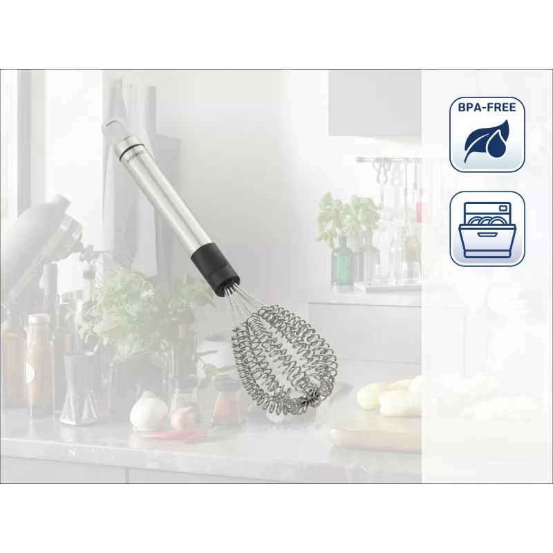 LEIFHEIT Speed Quirl S Batedor de varas, aço inoxidável, 27 cm, adequado para máquina de lavar louça, branco/cinzento