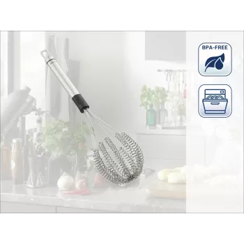 LEIFHEIT Speed Quirl M Batedor de varas manual, aço inoxidável, branco/cinzento, 26 cm
