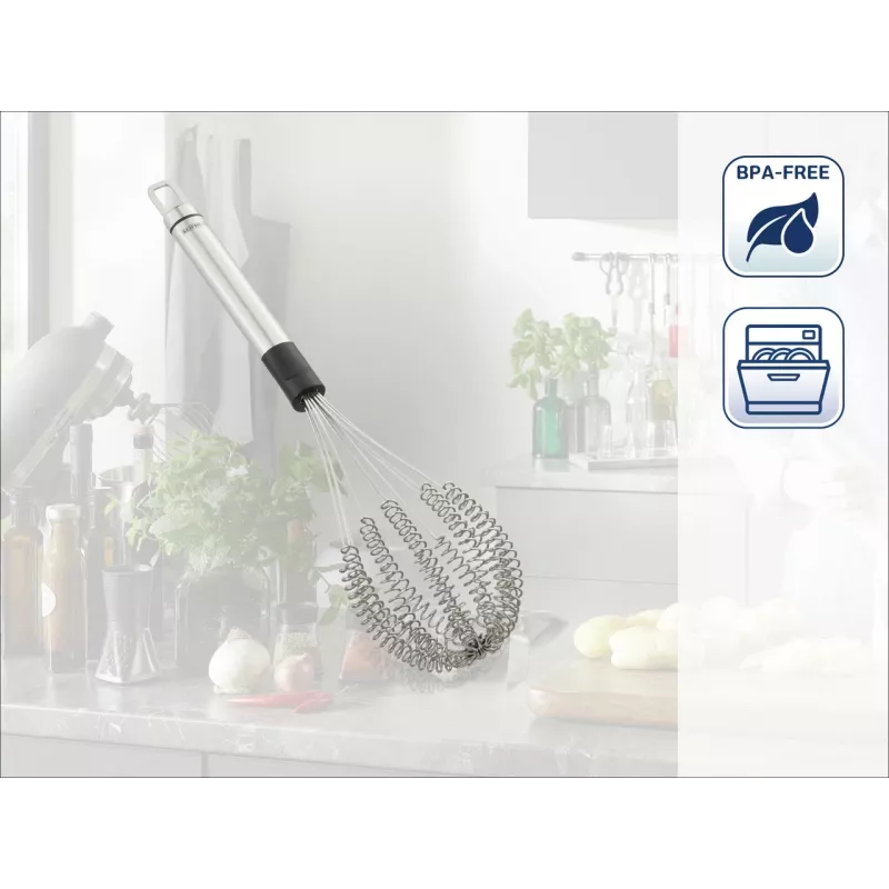 LEIFHEIT Speed Quirl M Batedor de varas manual, aço inoxidável, branco/cinzento, 26 cm