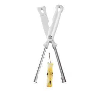 LEIFHEIT Descaroçador de maçã, lâmina de aço inoxidável, cabo ergonómico antiderrapante, adequado para máquina de lavar louça, branco/prateado