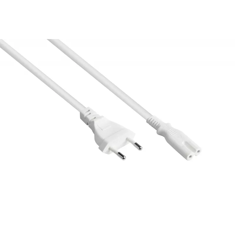 Kabelmeister Cabo de alimentação Euro Type-C para C7 Figure-8, branco, 0,75mm², 10m