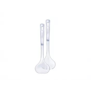 LEIFHEIT Sterling Talheres de salada, aço inoxidável com cabos de plástico preto, conjunto de 2 peças, adequado para máquina de lavar louça