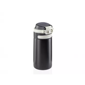 LEIFHEIT Thermo Mug Flip 350 ml preto caneca de viagem com isolamento a vácuo e tampa flip-top