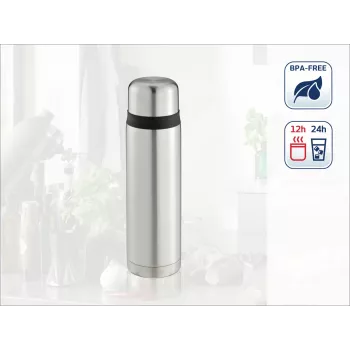 LEIFHEIT Thermos Coco 1,0L garrafa térmica de aço inoxidável com isolamento a vácuo, prateado