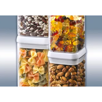 LEIFHEIT Fresh&Easy recipiente de armazenamento de alimentos 1,2 L, hermético, sem BPA, transparente com tampa branca/cinzenta