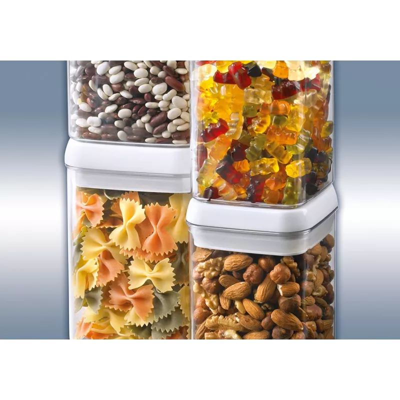 LEIFHEIT Fresh&Easy recipiente de armazenamento de alimentos 1,2 L, hermético, sem BPA, transparente com tampa branca/cinzenta
