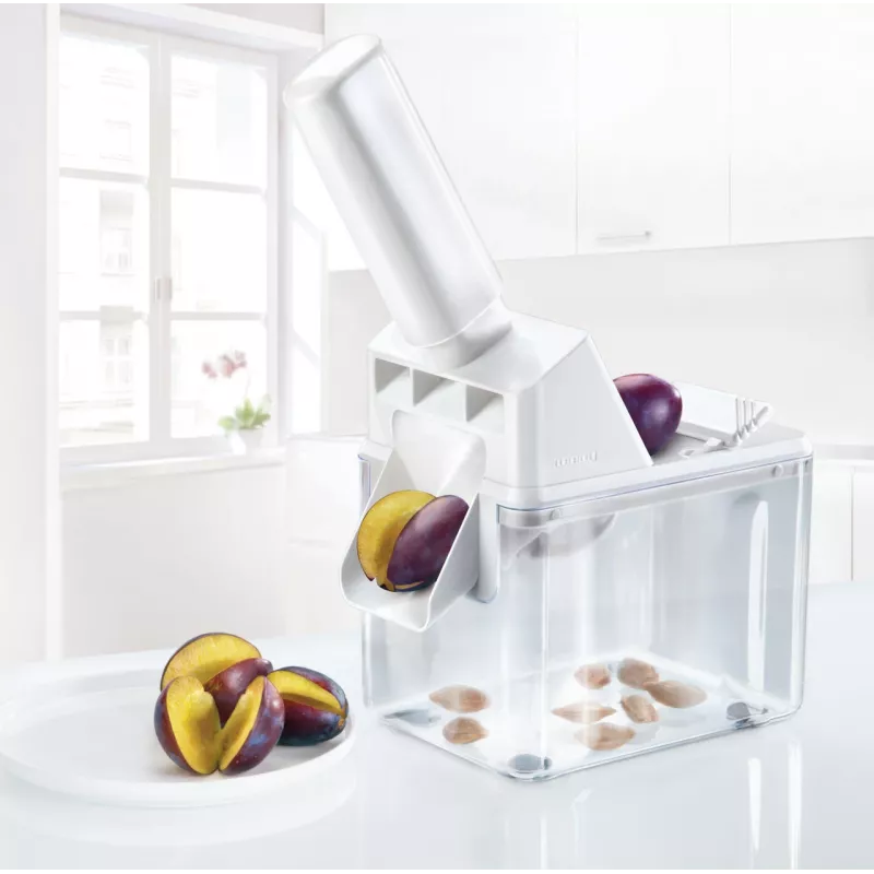 LEIFHEIT descaroçador de ameixas – descaroçador manual de cerejas e ameixas com lâmina cruzada em aço inoxidável