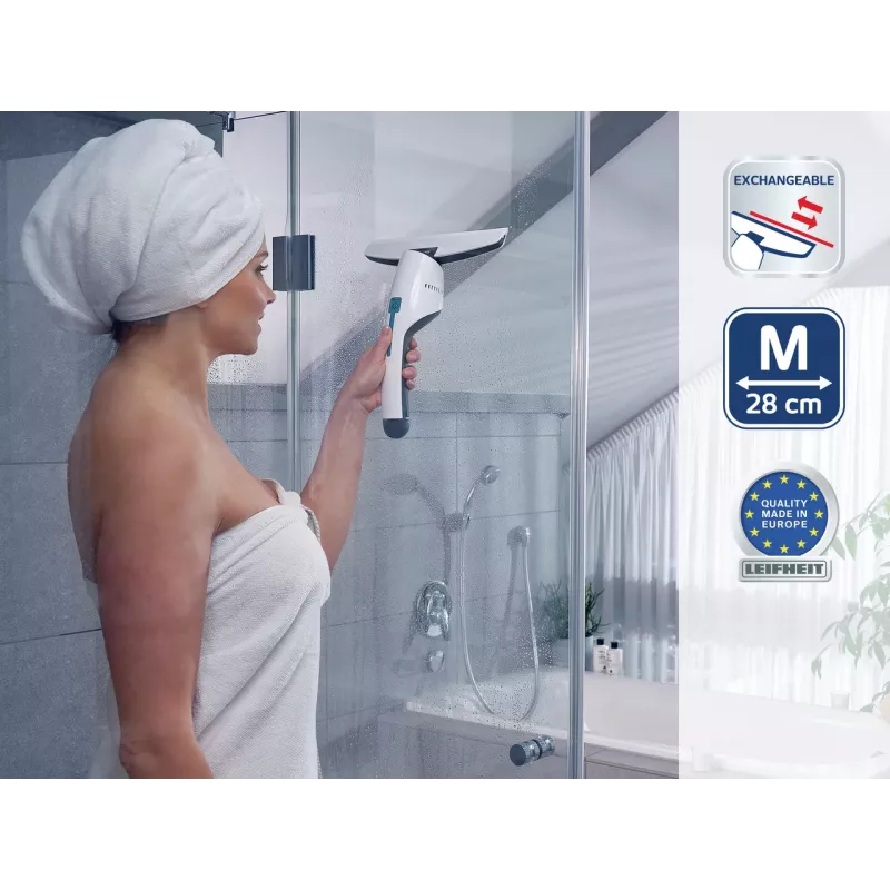 LEIFHEIT Nemo escova de aspiração de substituição para cabines de duche, azulejos e espelhos – lábio de silicone de 170 mm, cinzento/branco