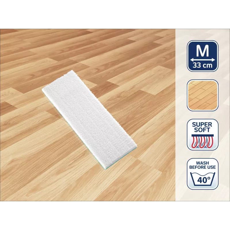 Cabeça de mopa de microfibra de substituição LEIFHEIT Picobello M Super Soft, 33 cm, branco/turquesa
