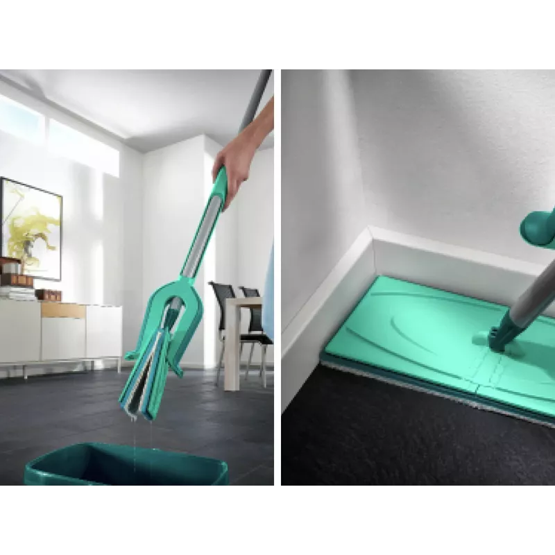 Mopa de pavimentos LEIFHEIT Picobello M Micro Duo com haste telescópica, 33 cm de largura de limpeza, verde/branco