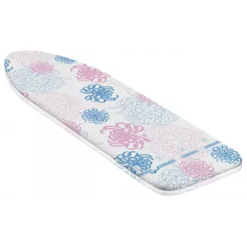 Capa de tábua de engomar LEIFHEIT Cotton Classic S 112x34 cm, 100% algodão, acolchoamento em espuma, cordão de aperto, padrão azul/branco
