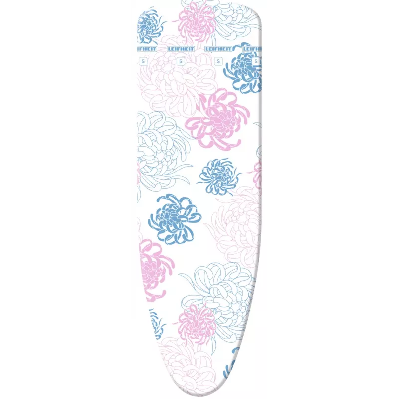 Capa de tábua de engomar LEIFHEIT Cotton Classic S 112x34 cm, 100% algodão, acolchoamento em espuma, cordão de aperto, padrão azul/branco
