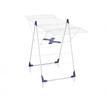 Estendal de roupa LEIFHEIT Classic 200 Flex, 20 m de comprimento de secagem, estendal de asas vertical dobrável, branco/azul