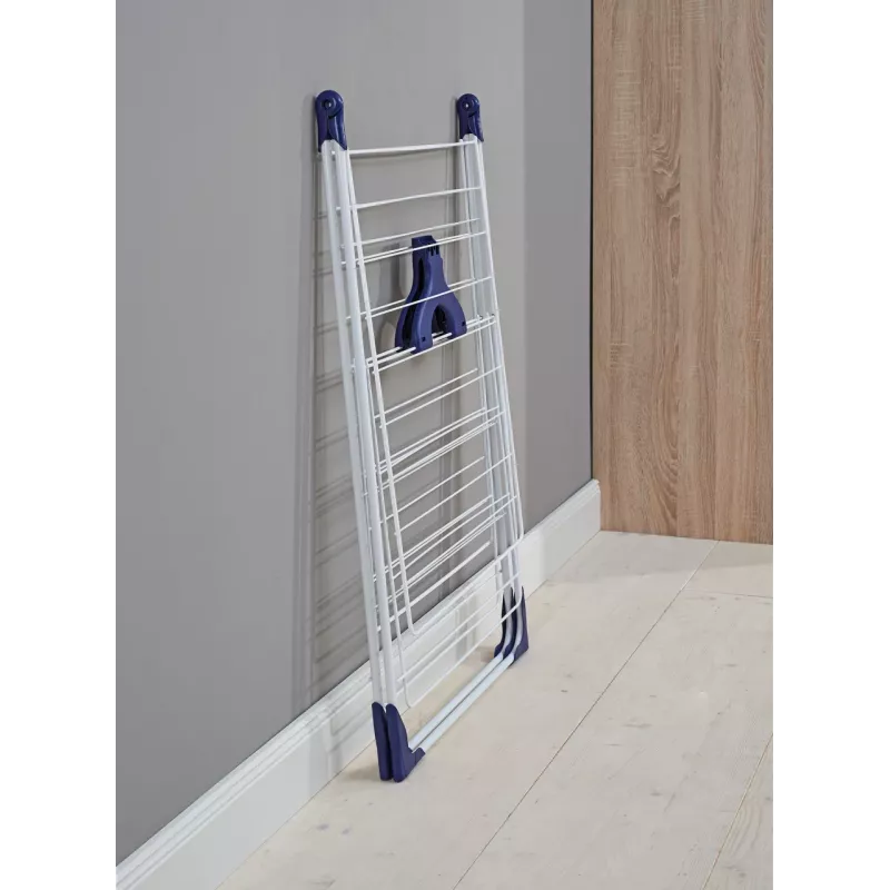 Estendal de roupa LEIFHEIT Classic 200 Flex, 20 m de comprimento de secagem, estendal de asas vertical dobrável, branco/azul