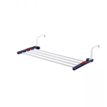 Estendal de roupa suspenso LEIFHEIT Quartett 20, 2m de comprimento de secagem, 4 varões de aço revestidos, dobrável, branco/azul